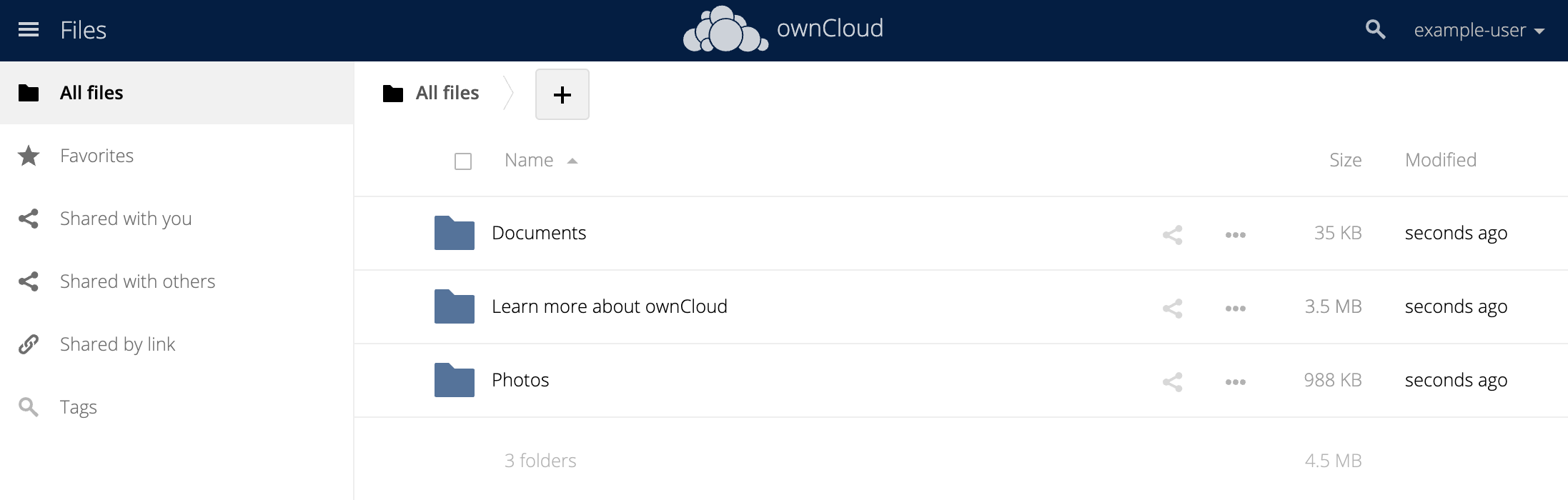 ownCloud Files Screen